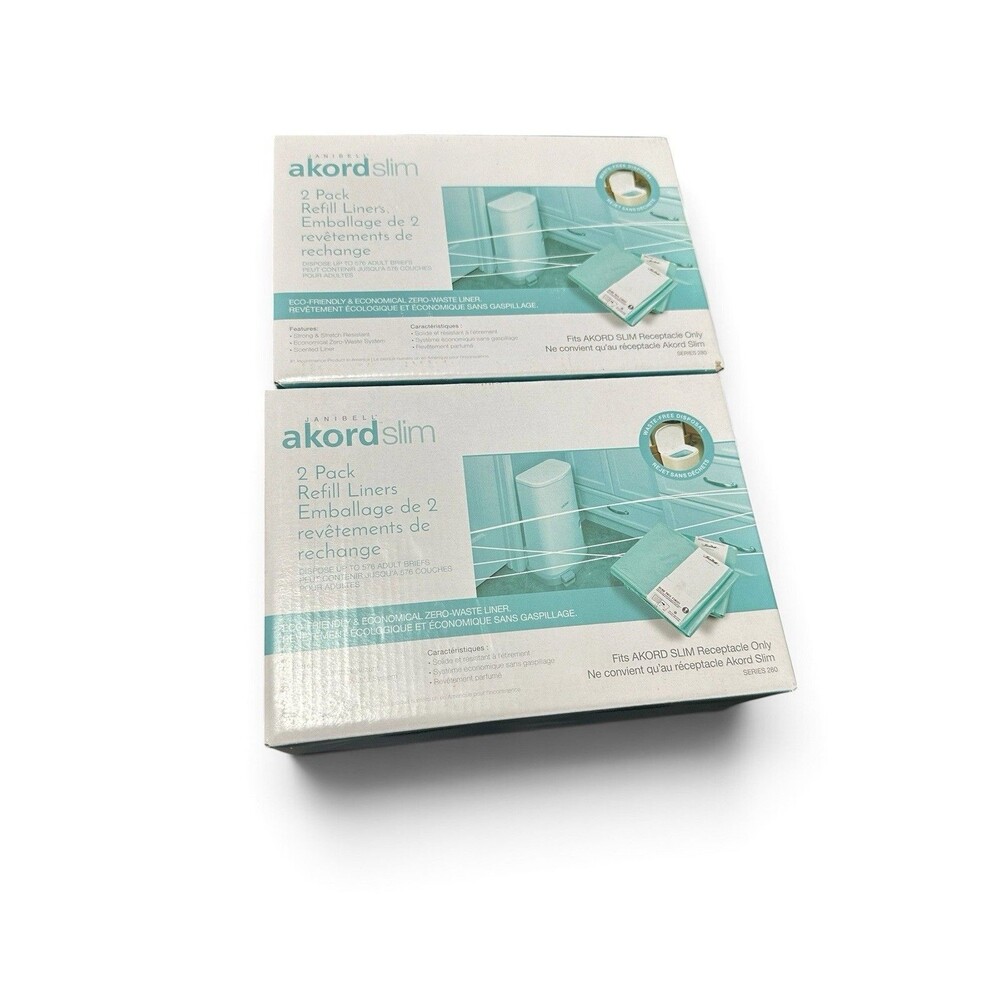 2 Akord Slim Refill Liners for Adult Underwear Disposal Box of 2 Liners